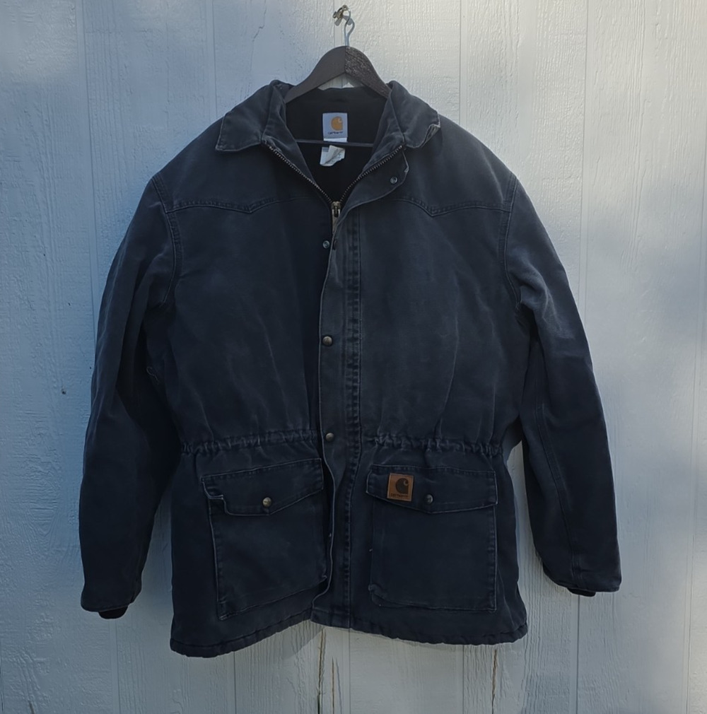 Vintage 2000 Carhartt C46 PTL Petrol Gray Sandstone Duck Insulated Coat XL Tall